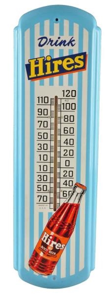 1950S HIRES TIN THERMOMETER.                     