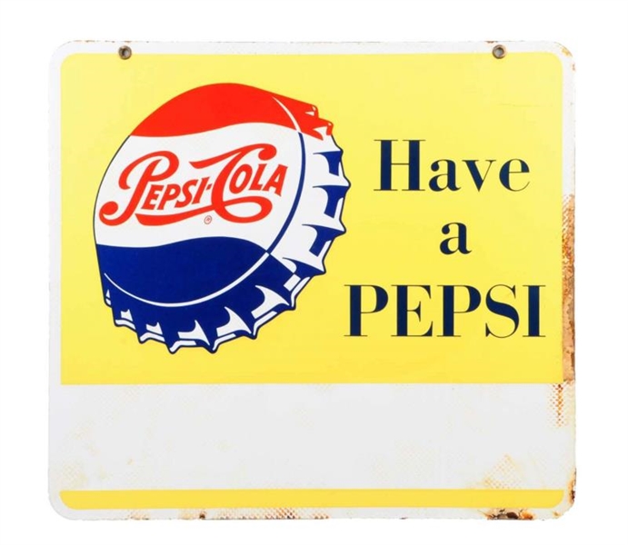 1950S PEPSI - COLA TWO SIDED PORCELAIN SIGN.     