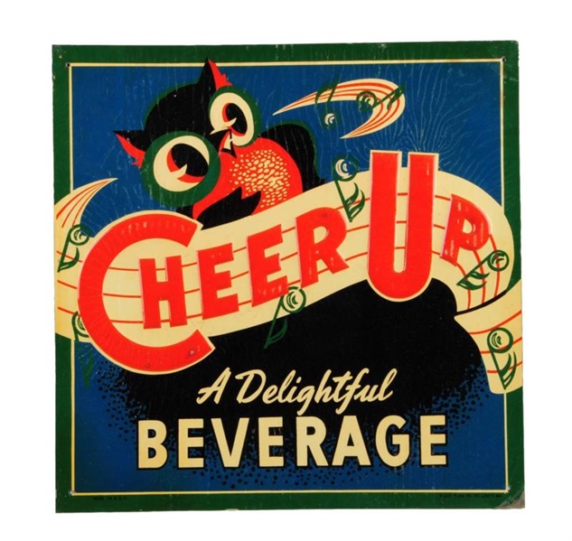 1940S - 50S CHEER UP EMBOSSED TIN SIGN.         
