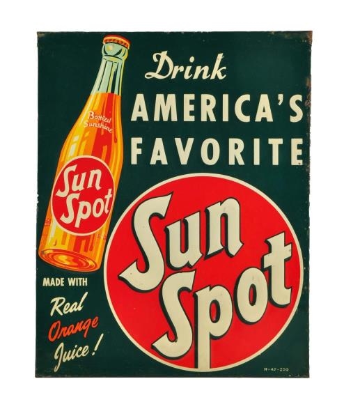 1940S SUN SPOT EMBOSSED TIN SIGN.                