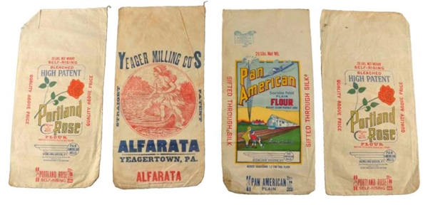 LOT OF 9: ASSORTED EARLY CANVAS FLOUR SACKS.      
