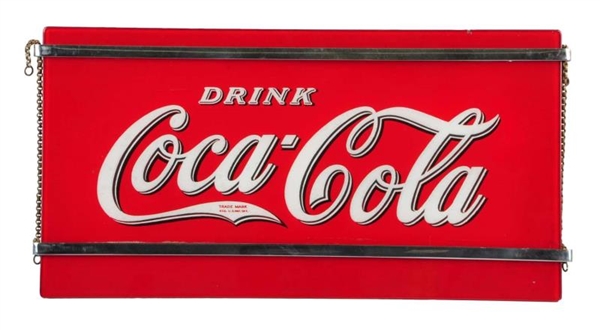 1939 COCA - COLA REVERSE ON GLASS SIGN.           