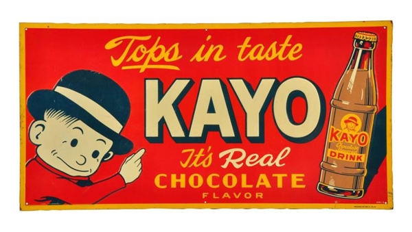 1940S - 1950S KAYO EMBOSSED TIN SIGN.           