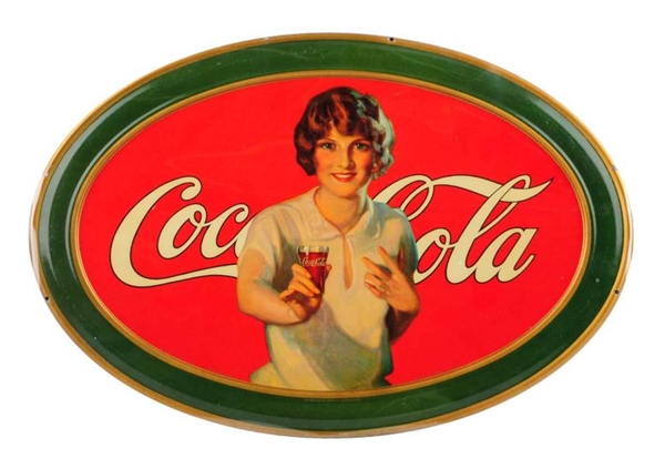 1926 COCA - COLA EMBOSSED TIN OVAL SIGN.          