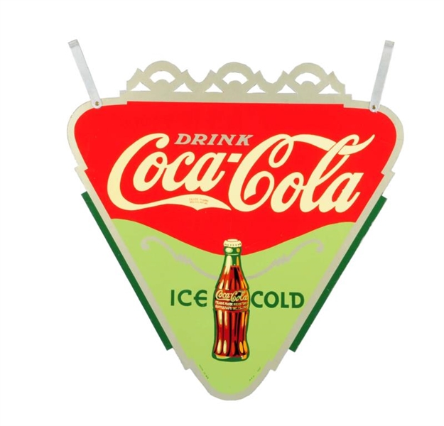 1937 COCA - COLA DOUBLE SIDED TRIANGULAR SIGN.    
