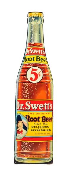 1930S - 1940S DR. SWETTS ROOT BEER BOTTLE SIGN.