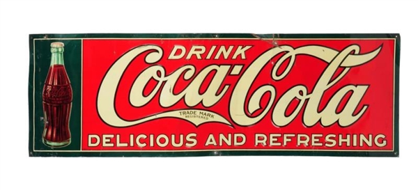 1926 EMBOSSED TIN COCA - COLA BOTTLE SIGN.        