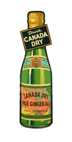 1930S-40S SCARCE CANADA DRY EMBOSSED TIN BOTTLE.