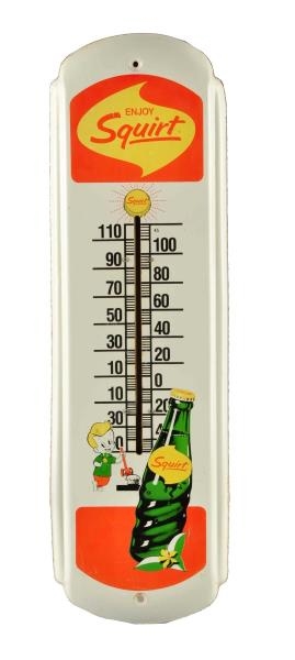 1960S SQUIRT TIN THERMOMETER.                    