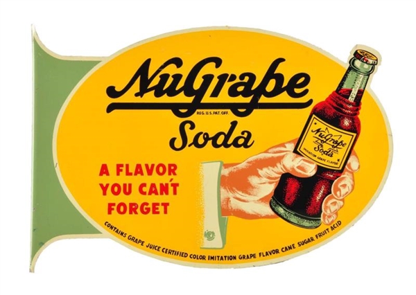 1940S - 50S NUGRAPE TIN FLANGE SIGN.            