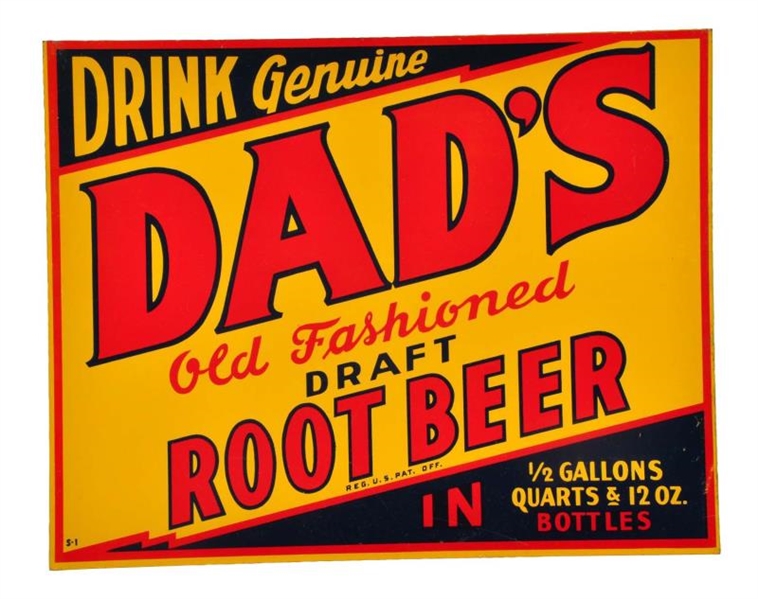 1950S DADS ROOT BEER TIN SIGN.                  