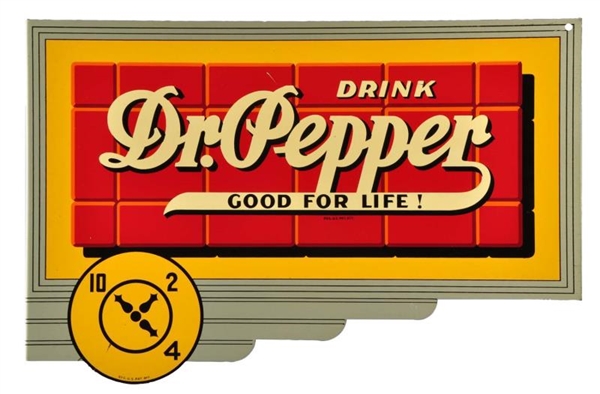 1940S BEAUTIFUL DR. PEPPER TIN FLANGE SIGN.      
