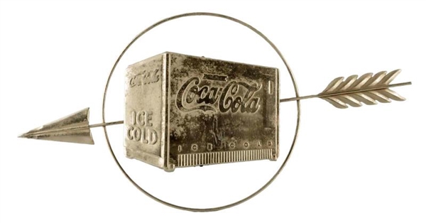 1930S COCA - COLA METAL COOLER AND ARROW SIGN.   