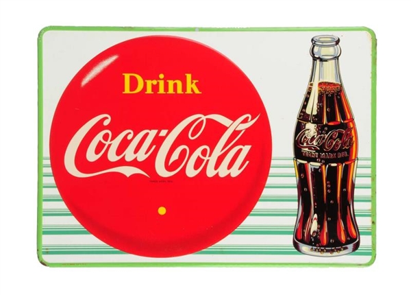 1940S COCA - COLA CANADIAN EMBOSSED TIN SIGN.    