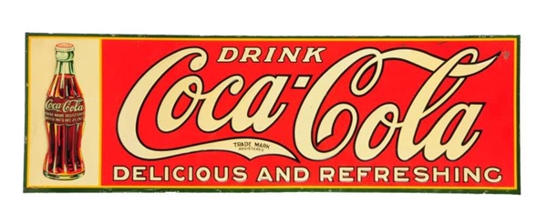 1929 COCA - COLA EMBOSSED TIN SIGN.               