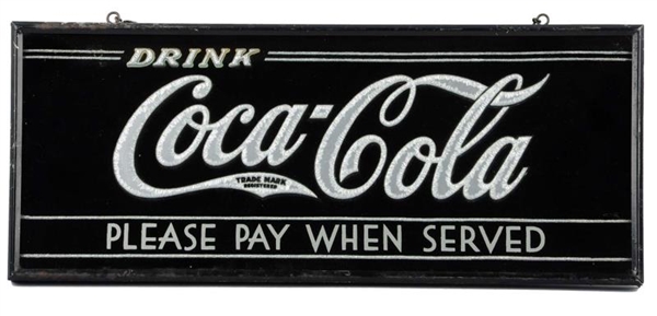 1930S COCA - COLA REVERSE ON GLASS SIGN.         
