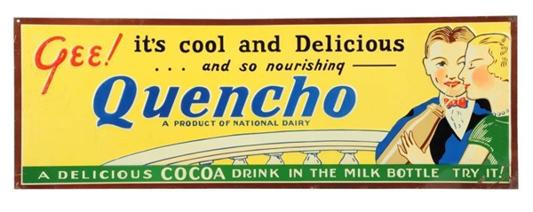 1930S - 1940S QUENCHO EMBOSSED TIN SIGN.        