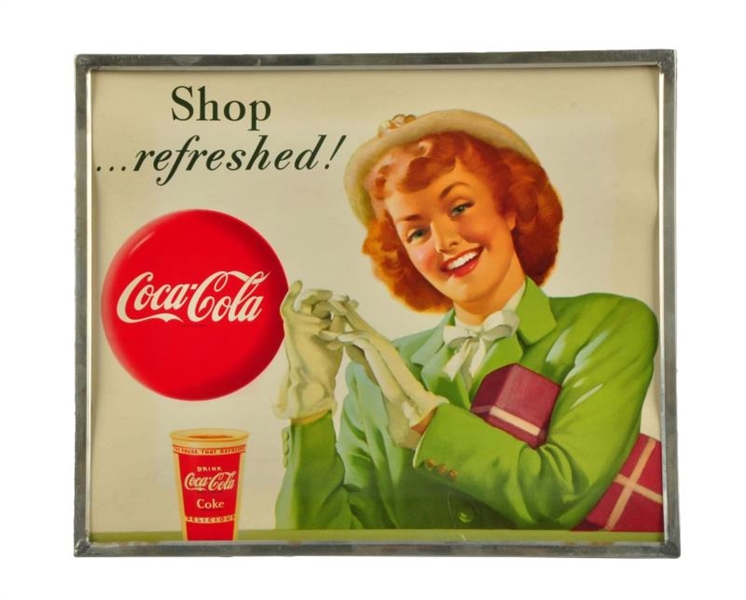 1949 COCA-COLA SMALL CARDBOARD INSERT WITH FRAME. 
