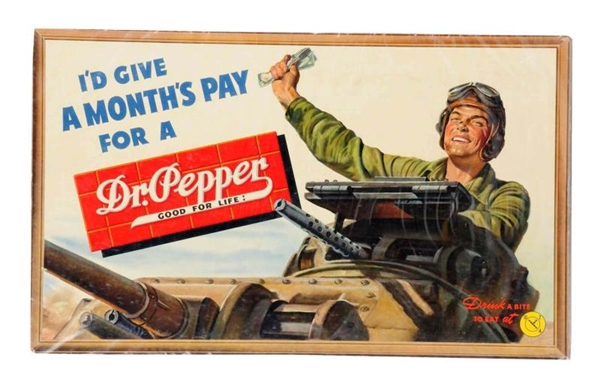 1940S DR. PEPPER WAR - TIME CARDBOARD POSTER.    