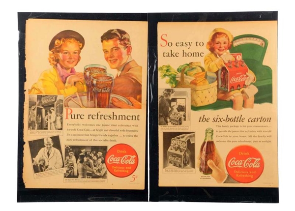 LOT OF 4: 1930S COCA - COLA PAPER ADS.           