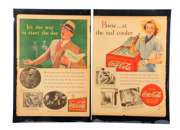 LOT OF 4: 1930S COCA - COLA LARGE ADS.           