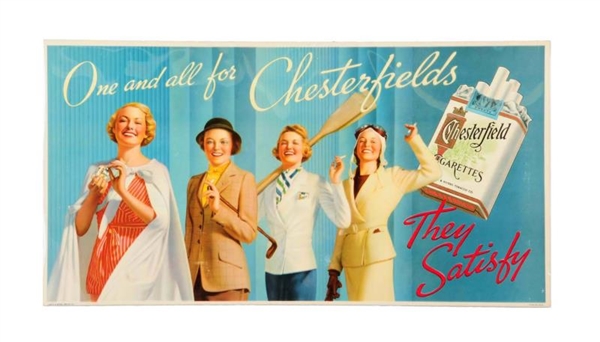 1930S CHESTERFIELD CIGARETTES TROLLEY CAR POSTER.