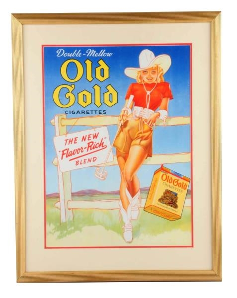 1940S OLD GOLD CIGARETTES CARDBOARD POSTER.      