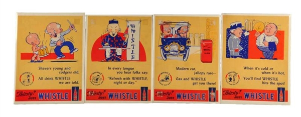 LOT OF 4: 1941 PAPER WHISTLE SIGNS.               