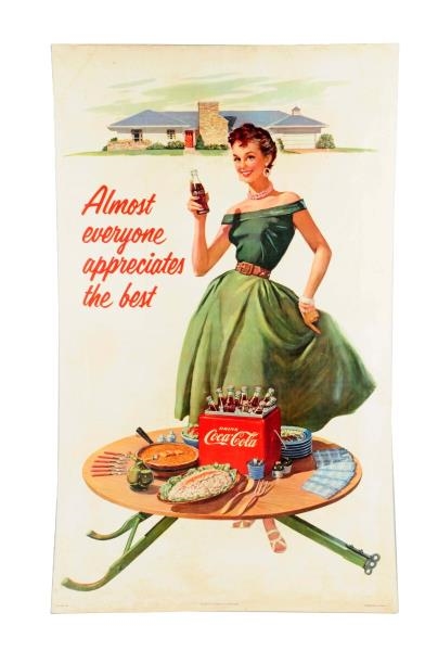 1950S LARGE VERTICAL COCA - COLA POSTER.          