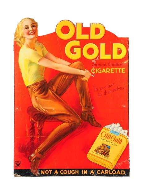 1930S OLD GOLD CARDBOARD CUTOUT SIGN.            