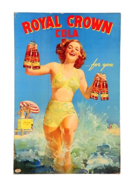 1940S - 1950S RC COLA LARGE CARDBOARD POSTER.   