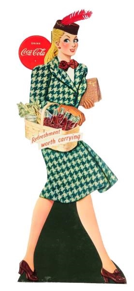 1944 COCA - COLA LARGE SHOPPING GIRL CUTOUT.      