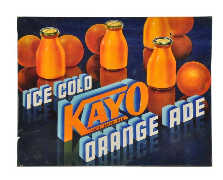 1940S - 1950S KAYO ORANGE CARDBOARD SIGN.       