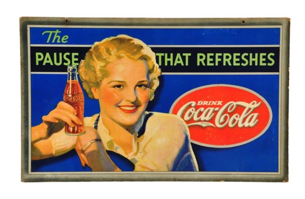 1935 COCA - COLA TWO - SIDED CARDBOARD SIGN.      