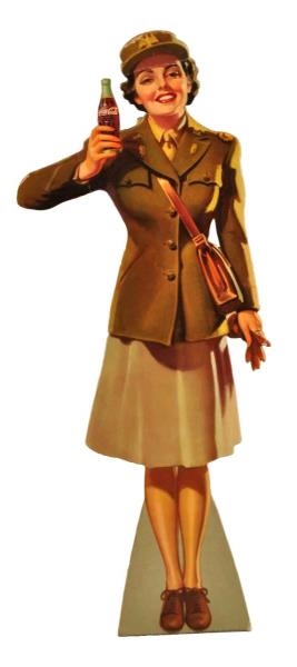1943 COCA - COLA CARDBOARD ARMY GIRL CUTOUT.      