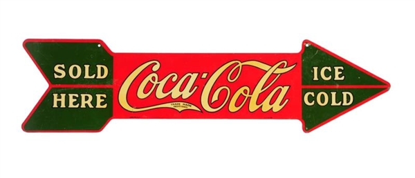1929 SCARCE COCA - COLA TWO SIDED ARROW SIGN.     