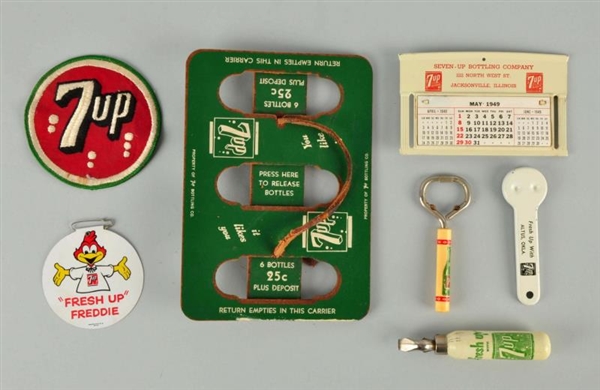 LOT OF 7: ASSORTED 7 - UP ITEMS.                  