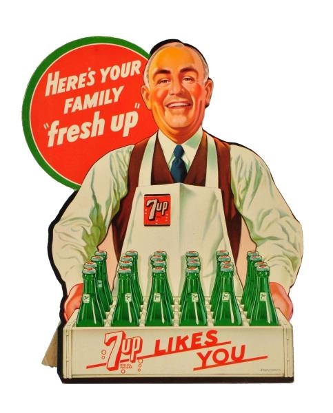 1948 7 - UP CARDBOARD GROCER CUT OUT.             
