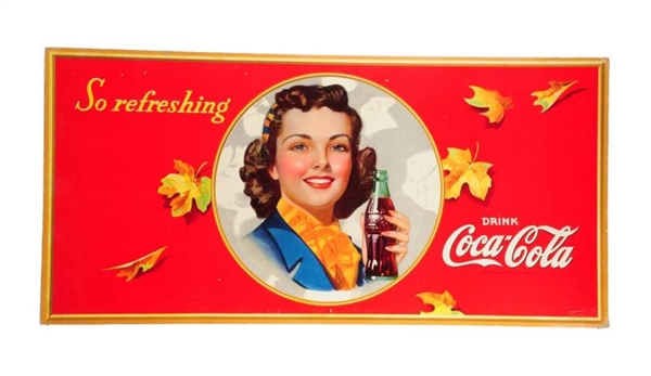 1940S COCA - COLA LARGE AUTUMN GIRL POSTER.      