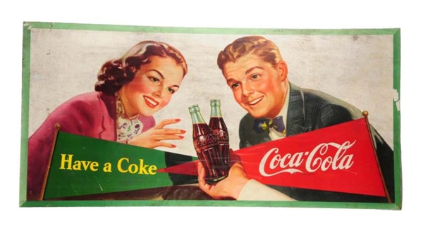 1950 TWO SIDED LARGE COCA - COLA POSTER.          