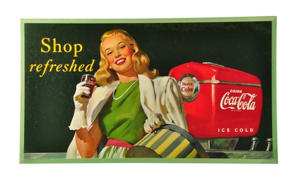 1948 COCA - COLA SHOP REFRESHED CARDBOARD POSTER. 