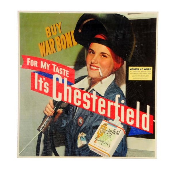 1940S CHESTERFIELD CIGARETTES CARDBOARD POSTER.  