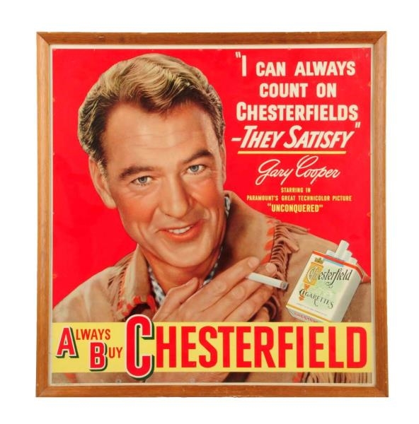 1940S - 50S GARY COOPER CHESTERFIELD POSTER.    