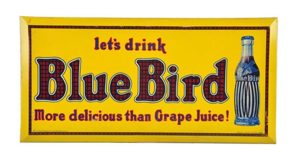 1930S BLUE BIRD TIN OVER CARDBOARD SIGN.         