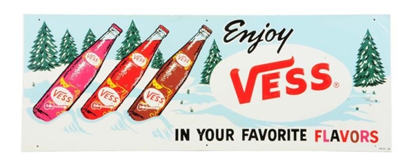 1950S VESS EMBOSSED TIN SIGN.                    