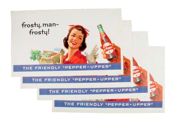 LOT OF 4: 1950S DR. PEPPER PAPER POSTERS.        