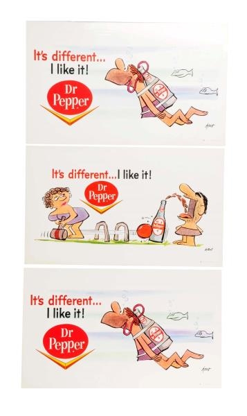 LOT OF 3: 1960S DR. PEPPER PAPER POSTERS.        