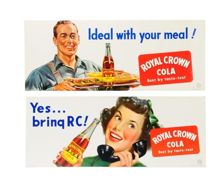 LOT OF 2: 1940S RC COLA CARDBOARD POSTERS.       