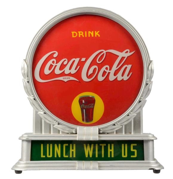 1930S COCA-COLA BRUNHOFF LIGHTED COUNTER SIGN.   