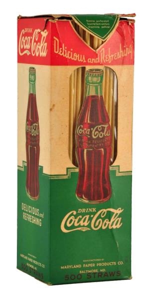 GOOD LOOKING 1930S COCA - COLA STRAW BOX.        